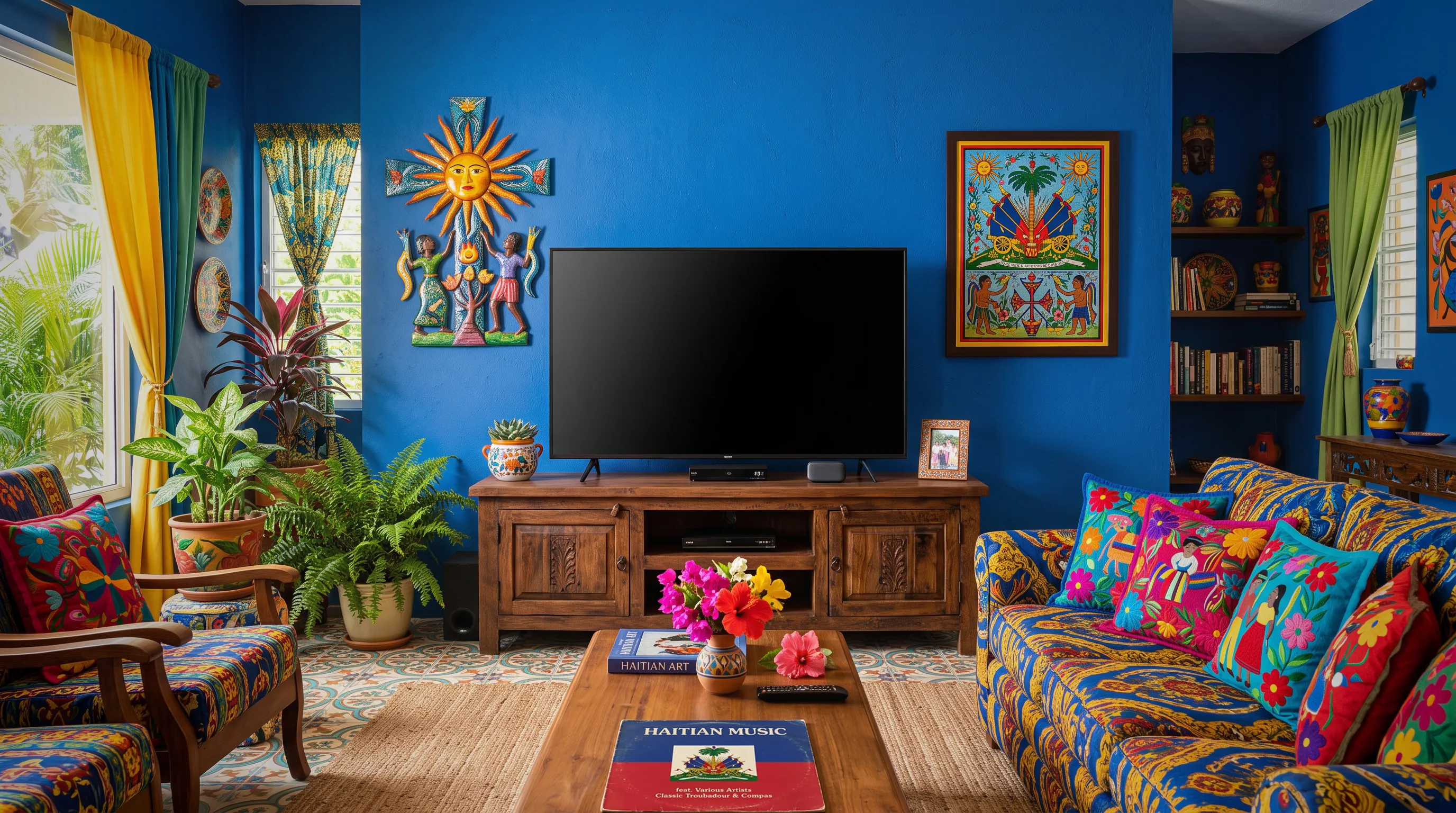 Haitian living room with TV